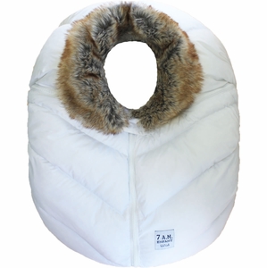 7 A.M. Enfant Cocoon Car Seat Cover - White Faux Fur