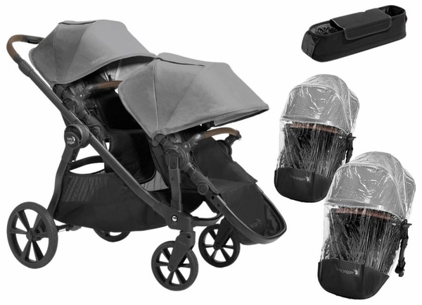 Baby Jogger OPEN BOX City Select 2 Double Stroller, Sibling Essentials Package - Harbor Grey