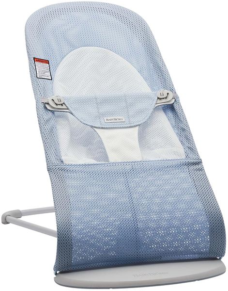 BabyBjorn Bouncer Balance Soft, Light Gray Frame Mesh Sky Blue/White