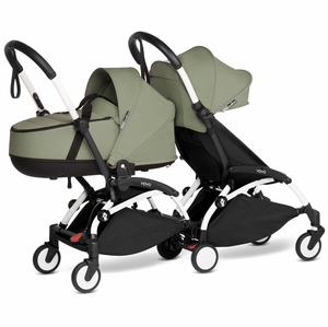 Babyzen YOYO Connect Double Stroller Bassinet / 6+ Bundle - White / Olive