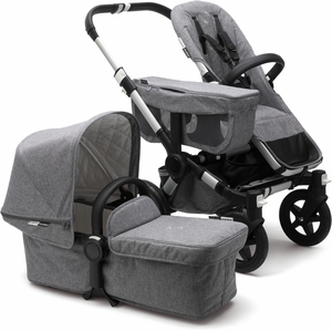 Bugaboo Donkey 2 Classic Mono Stroller - Aluminum/Grey Melange