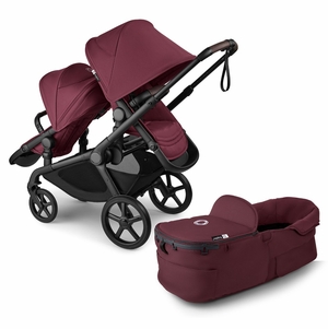 Bugaboo Kangaroo Double Stroller Bundle - Black / Dark Cherry / Dark Cherry