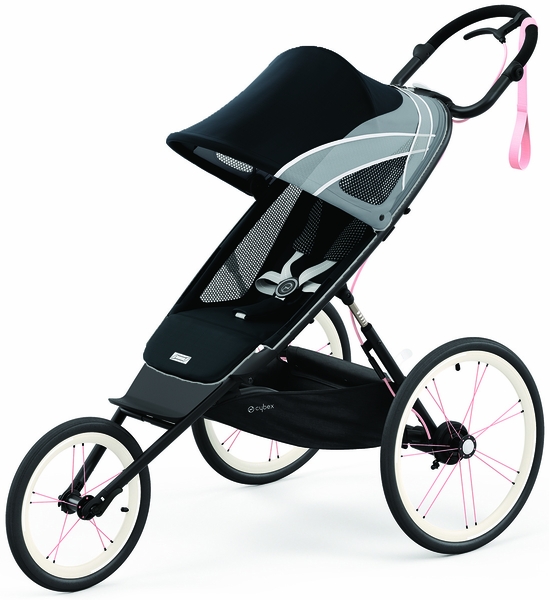 Cybex AVI Jogging Stroller Bundle - Black/Pink Frame + All Black Seat Pack