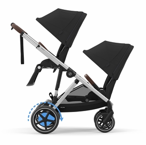 Cybex eGazelle S Double Stroller Bundle - Silver Frame / Moon Black