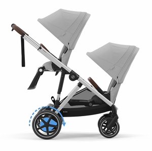 Cybex eGazelle S Double Stroller Bundle - Silver Frame / Stone Grey