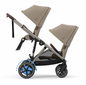 Cybex eGazelle S Double Stroller Bundle - Taupe Frame / Almond Beige