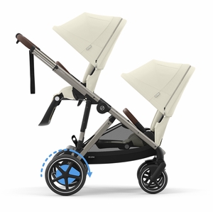 Cybex eGazelle S Double Stroller Bundle - Taupe Frame / Seashell Beige