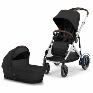 Cybex eGazelle S Stroller + Gazelle S 2 Cot Bundle - Silver Frame / Moon Black