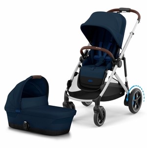 Cybex eGazelle S Stroller + Gazelle S 2 Cot Bundle - Silver Frame / Ocean Blue