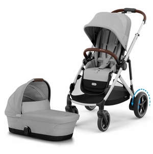 Cybex eGazelle S Stroller + Gazelle S 2 Cot Bundle - Silver Frame / Stone Grey