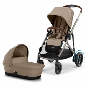 Cybex eGazelle S Stroller + Gazelle S 2 Cot Bundle - Taupe Frame / Almond Beige