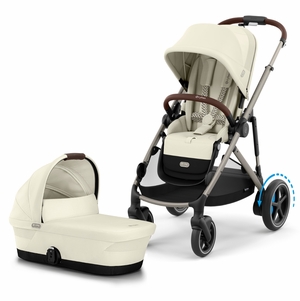 Cybex eGazelle S Stroller + Gazelle S 2 Cot Bundle - Taupe Frame / Seashell Beige