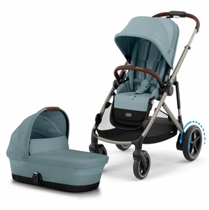 Cybex eGazelle S Stroller + Gazelle S 2 Cot Bundle - Taupe Frame / Stormy Blue