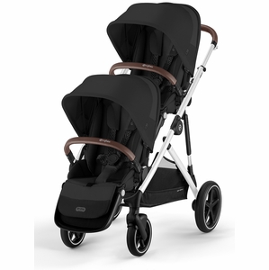 Cybex Gazelle S 2 Double Stroller Bundle - Silver Frame / Moon Black