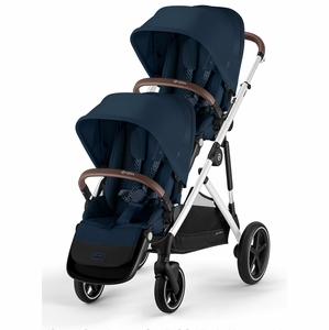 Cybex Gazelle S 2 Double Stroller Bundle - Silver Frame / Ocean Blue