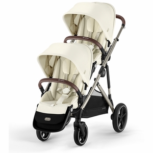 Cybex Gazelle S 2 Double Stroller Bundle - Taupe Frame / Seashell Beige