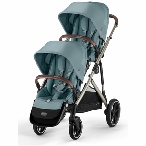 Cybex Gazelle S 2 Double Stroller Bundle - Taupe Frame / Sky Blue