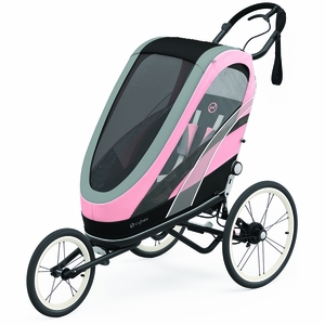 Cybex Zeno Multisport Trailer Bundle - Black Frame + Silver Pink Seat Pack