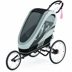 Cybex Zeno Multisport Trailer Bundle - Black/Pink Frame + Medal Grey Seat Pack