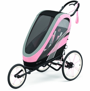 Cybex Zeno Multisport Trailer Bundle - Black/Pink Frame + Silver Pink Seat Pack