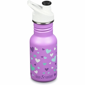 Klean Kanteen Kid Classic Sport Bottle, 12 oz - Orchid Hearts