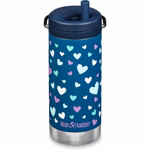 Klean Kanteen TKWide Insulated Bottle with Twist Cap, 12 oz - Navy Hearts