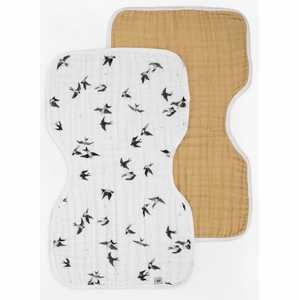 Little Unicorn Organic Cotton Muslin Burp Cloth, 2 Pack - Swallows + Wheat