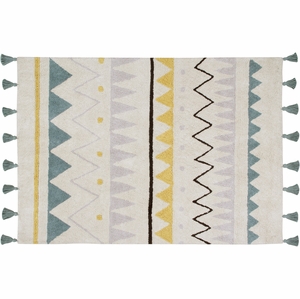 Lorena Canals Azteca Rug - Natural/Vintage Blue (4' 8" x 6' 7")