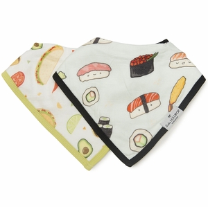 Loulou Lollipop Luxe Muslin Bandana Bib Set - Sushi/Taco