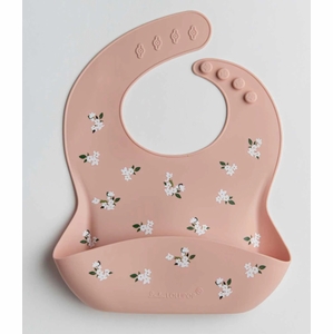 Loulou Lollipop Silicone Bib - White Flower