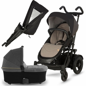 Micralite TwoFold Double Stroller + Bassinet - Carbon