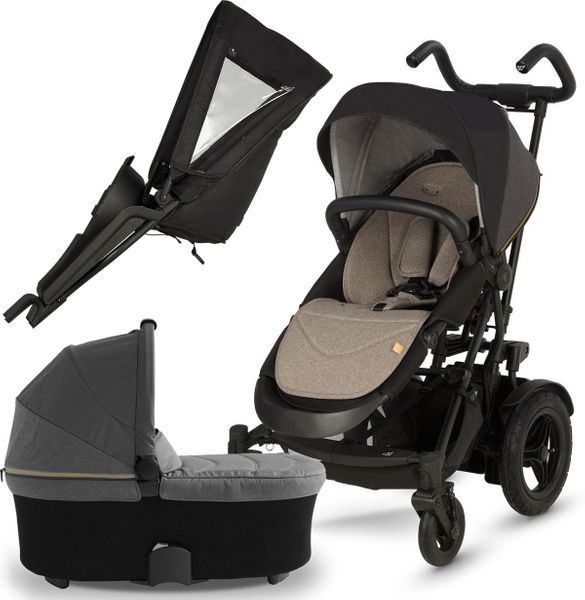 Micralite TwoFold Double Stroller + Bassinet - Carbon