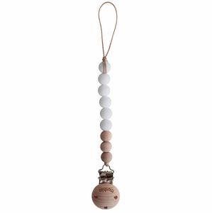 Mushie Pacifier Clip Cleo - White