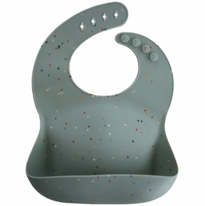 Mushie Silicone Baby Bib - Cambridge Blue Confetti