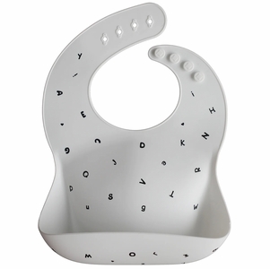 Mushie Silicone Baby Bib - Letters White