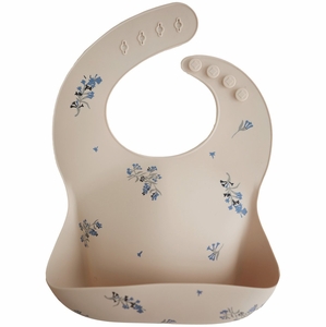 Mushie Silicone Baby Bib - Lilac Flowers