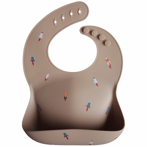 Mushie Silicone Baby Bib - Rocket Ships