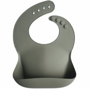 Mushie Silicone Baby Bib - Silver Sage