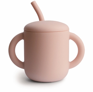 Mushie Silicone Training Cup + Straw - Blush