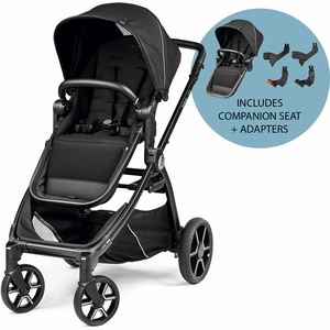 Peg Perego Ypsi Double Stroller Bundle - True Black