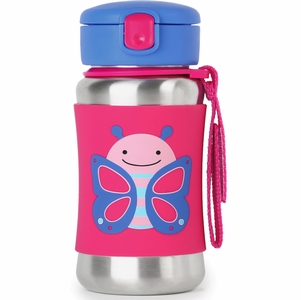 Skip Hop Zoo Stainless Steel Straw Bottle - Butterfly