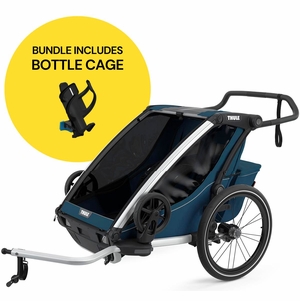 Thule Chariot Cross 2 Multisport Trailer Stroller Summer Bundle - Majolica Blue