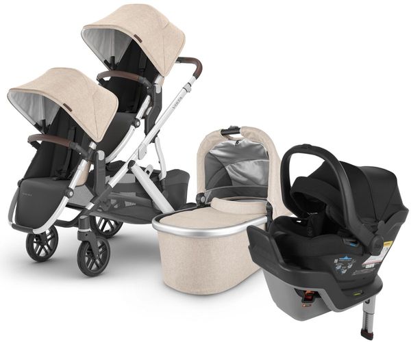 UPPAbaby VISTA V2 Double Stroller + MESA MAX Travel System Bundle with Rumble Seat V2+ - Declan / Jake