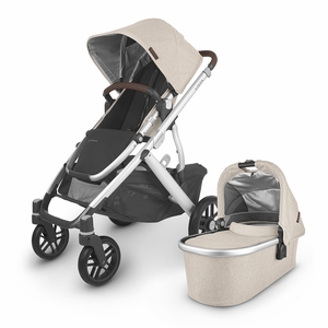 UPPAbaby VISTA V2 Single-to-Double Stroller - Declan (Oat Melange/Silver/Chestnut Leather)