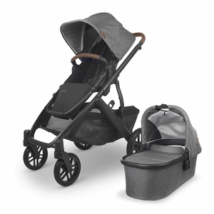 UPPAbaby Vista V2 Single-to-Double Stroller -  Greyson (Charcoal Melange/Carbon/Saddle Leather)