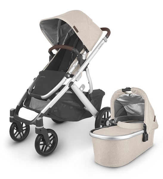 UPPAbaby VISTA V2 Single-to-Double Stroller - Declan (Oat Melange/Silver/Chestnut Leather)