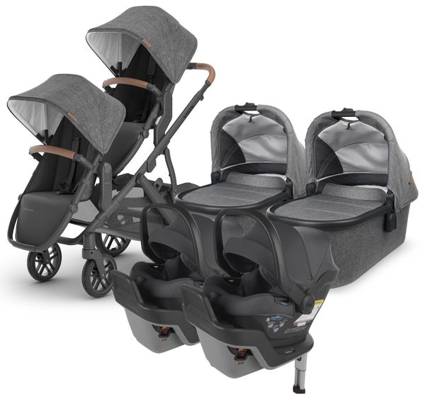 UPPAbaby VISTA V2 Twin Double Stroller + MESA MAX Travel System Bundle with Rumble Seat V2+ - Greyson