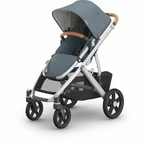 UPPAbaby Vista V3 Single-to-Double Stroller - Callum (Stone Blue / Silver Frame / Sand Leather)