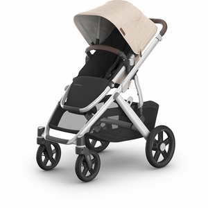 UPPAbaby Vista V3 Single-to-Double Stroller - Declan (Oat Melange / Silver Frame / Chestnut Leather)