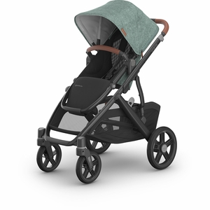 UPPAbaby Vista V3 Single-to-Double Stroller - Gwen (Green Melange / Carbon Frame / Saddle Leather)